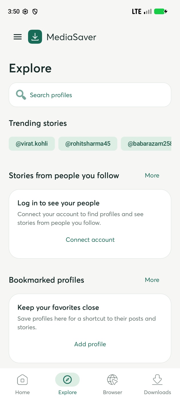 Explore and bookmark profiles